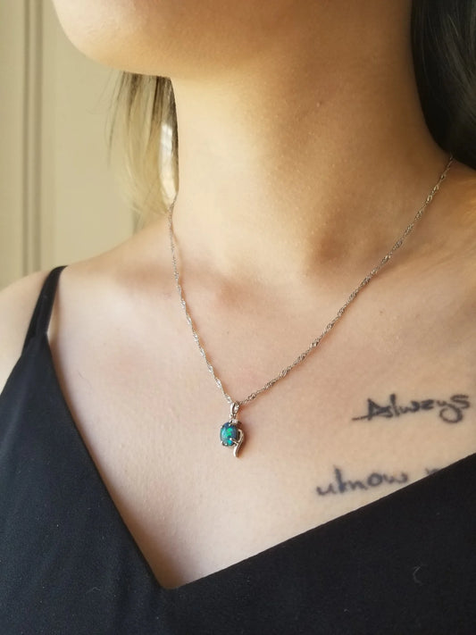 Sterling Silver Swirl Triplet Opal Pendant