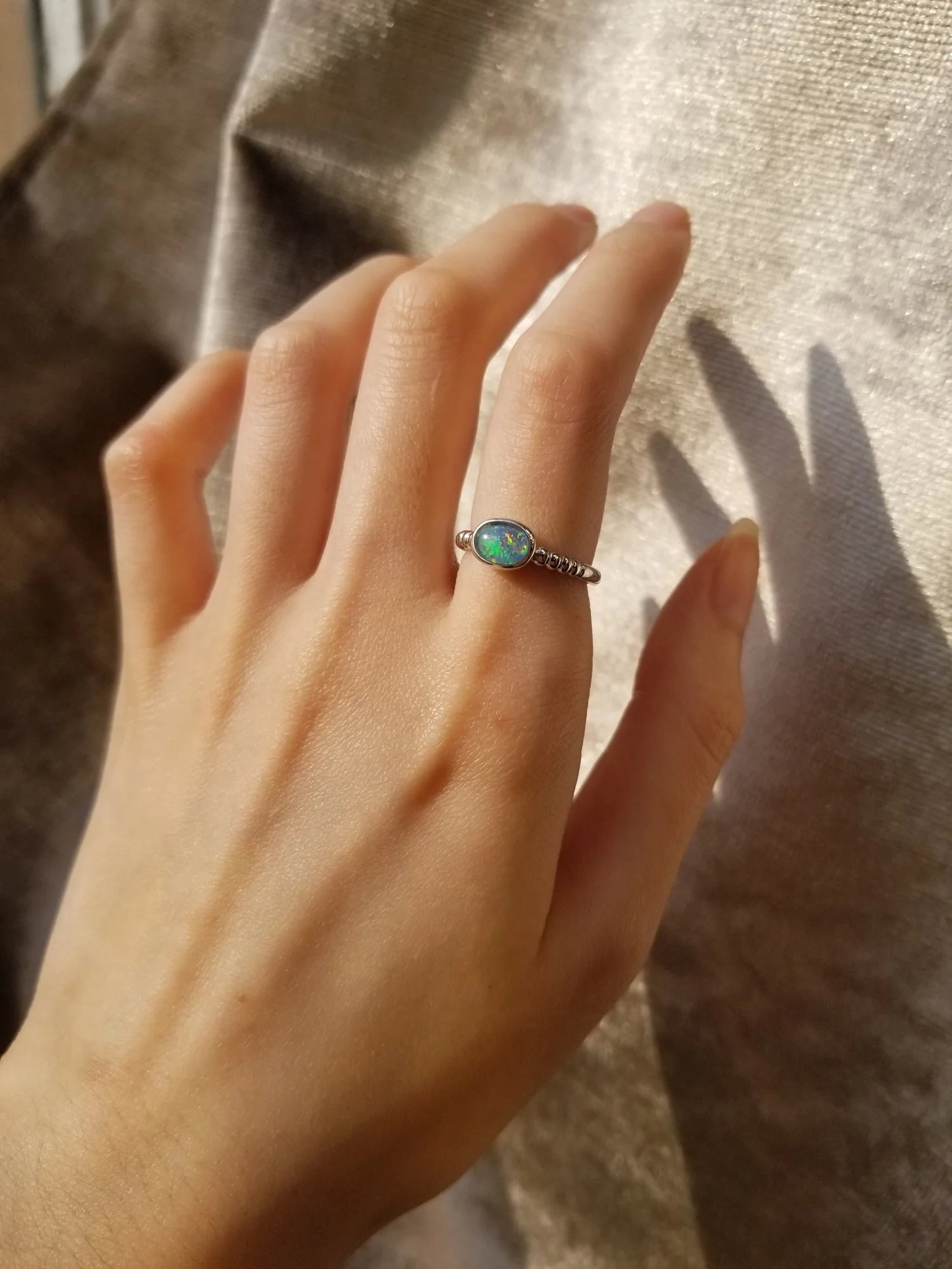 Sterling Silver Dasha Triplet Opal Beaded Ring