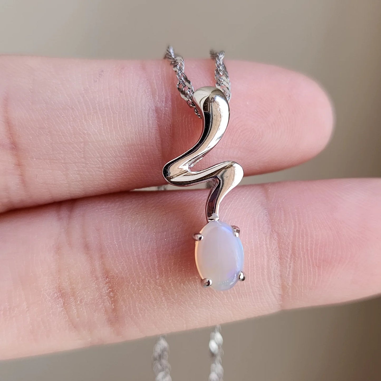 Sterling Silver Gwen Solid White Opal Pendant