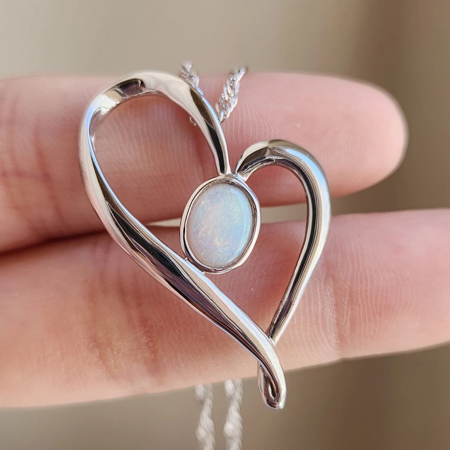 Sterling Silver Landa Solid White Opal Pendant