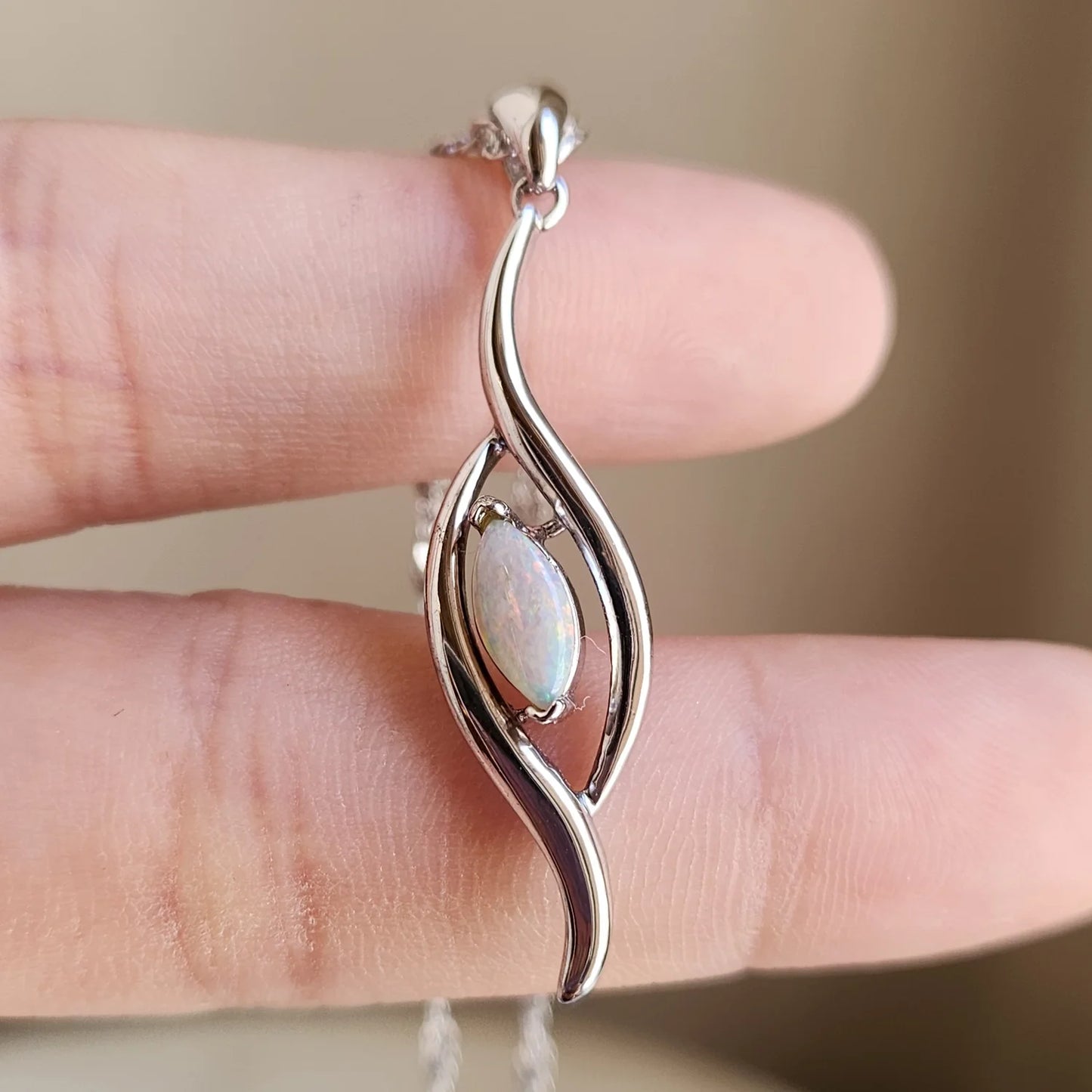 Sterling Silver Lewana Solid White Opal Pendant