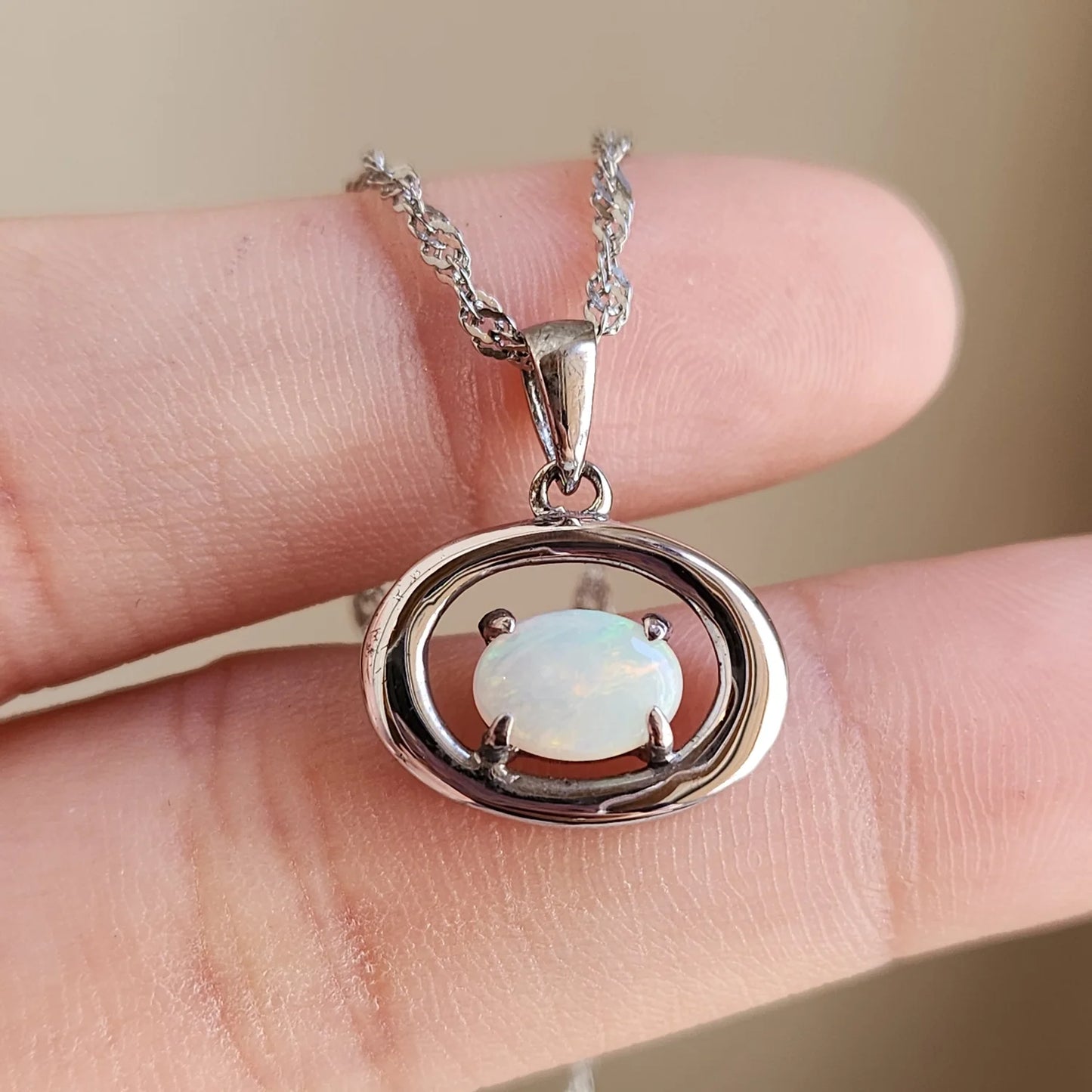 Sterling Silver Mirena Solid White Opal Pendant