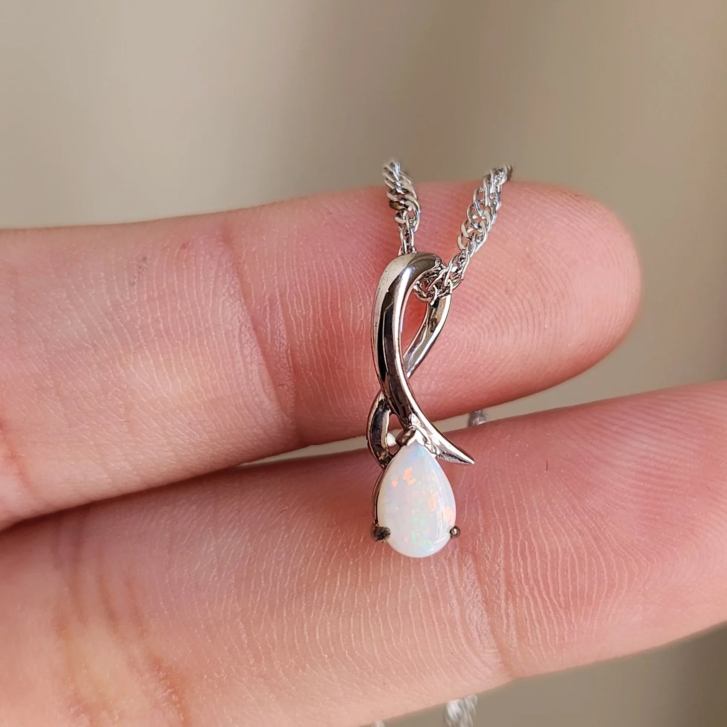 Sterling Silver Sussan Solid White Opal Pendant