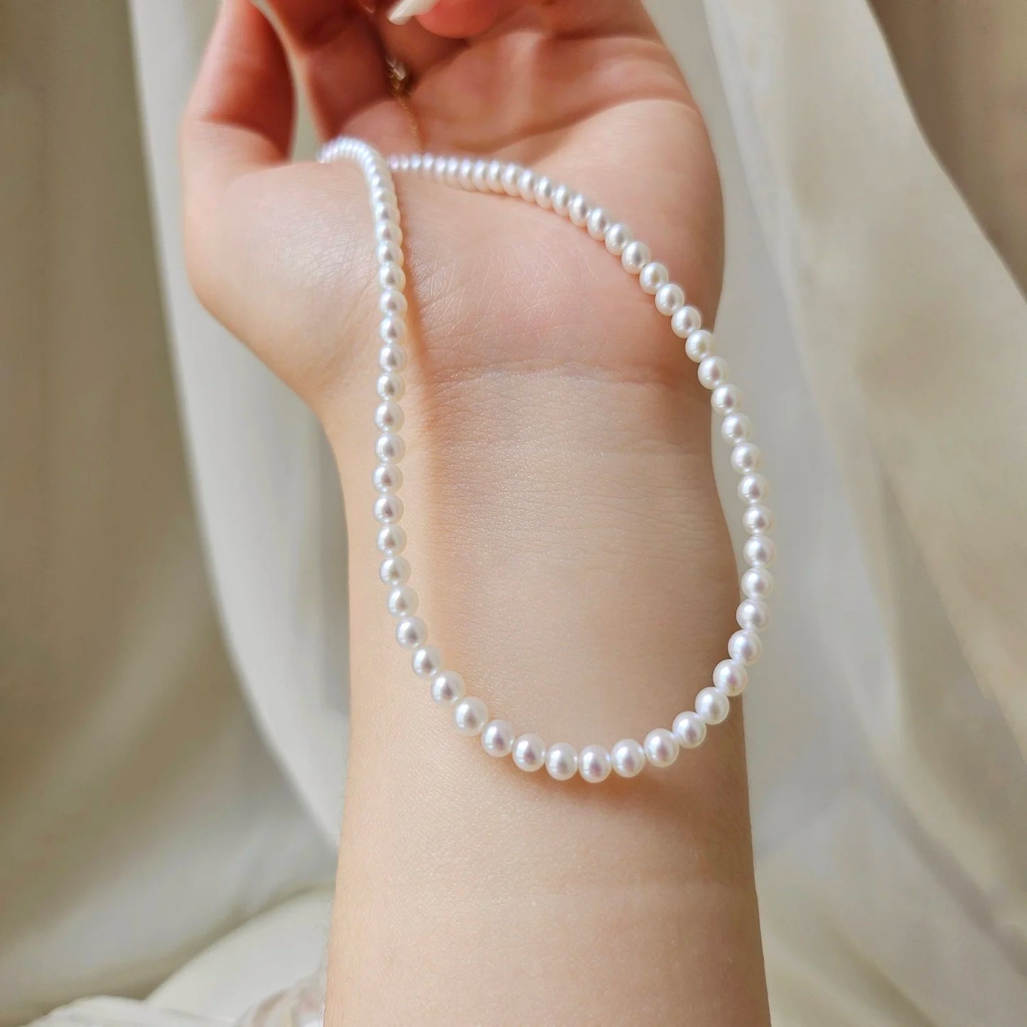 18K Luminous Baby Akoya Necklace (3.5-4MM)