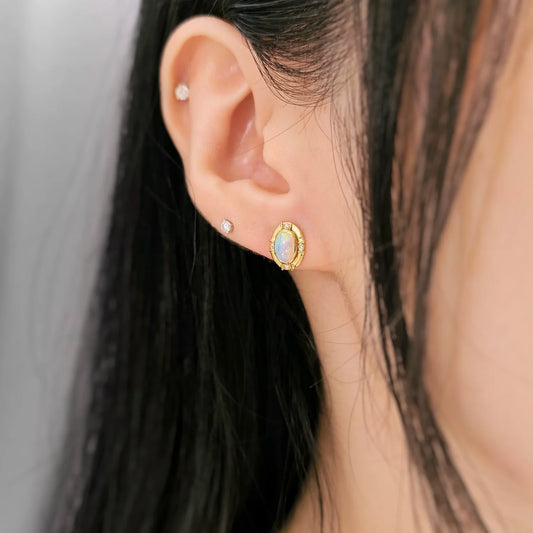 18K Sienna White Opal Studs