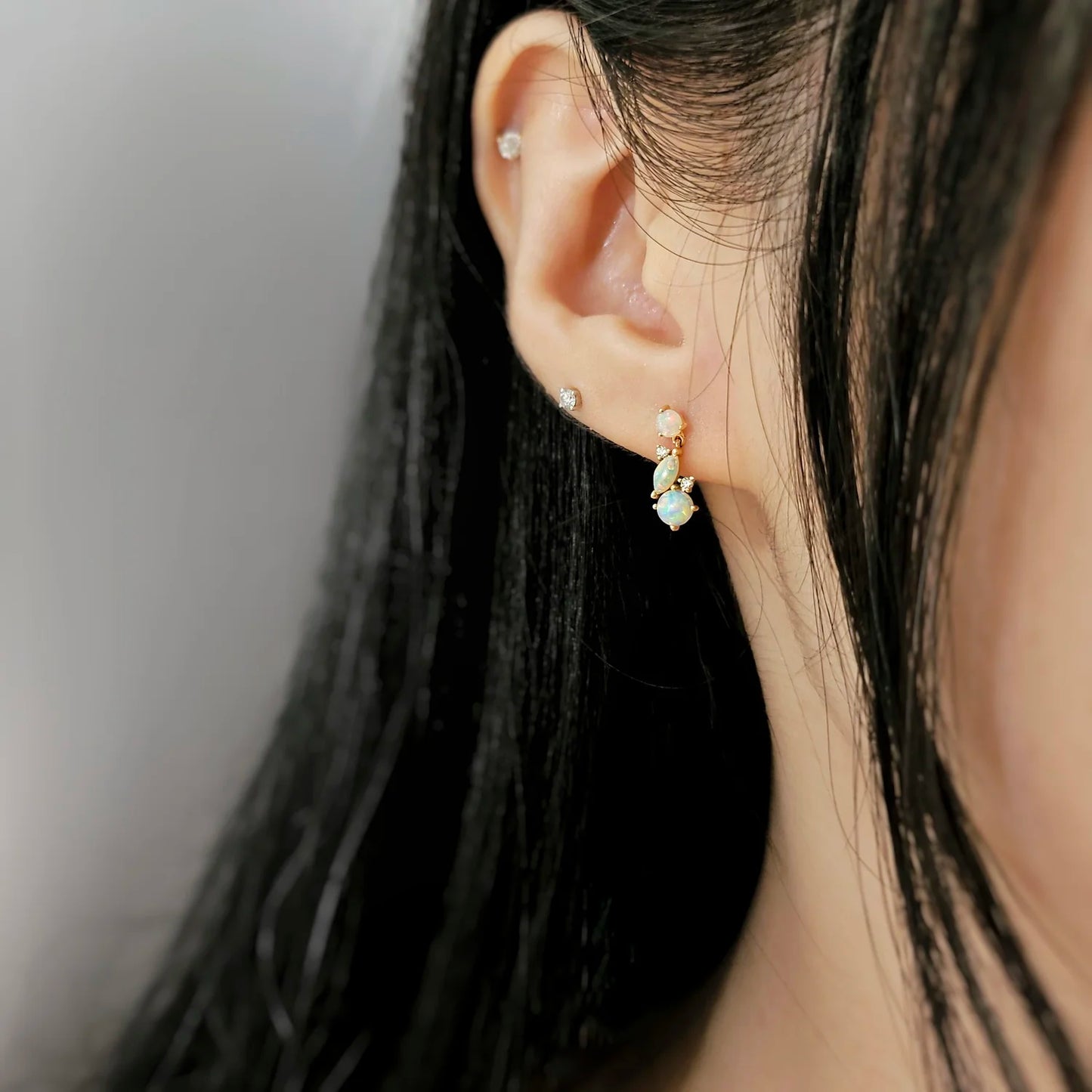 18K Lottie Solid White Opal Studs