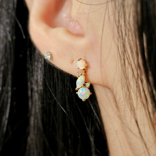 18K Lottie Solid White Opal Studs