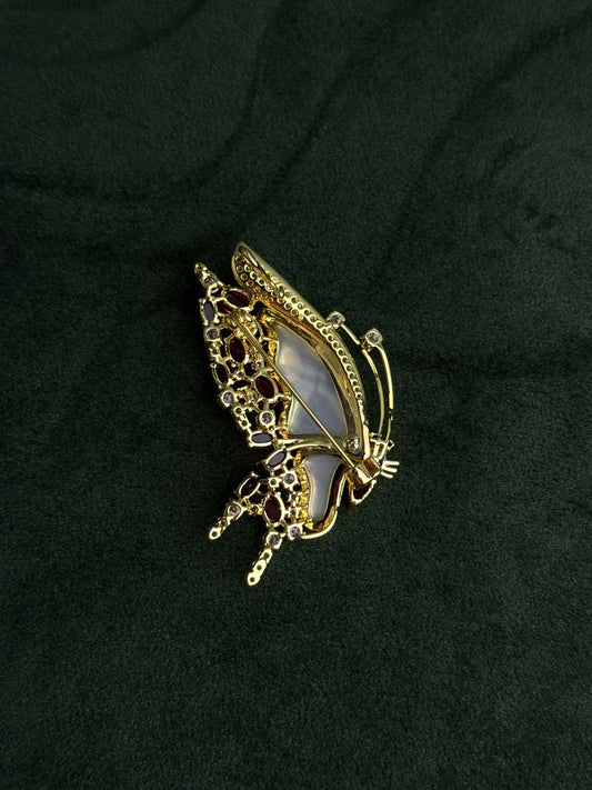 Whitley Crystal Butterly Brooch with Mother of Pearl