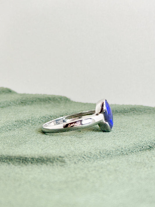 18K Maria Solid Black Opal Ring