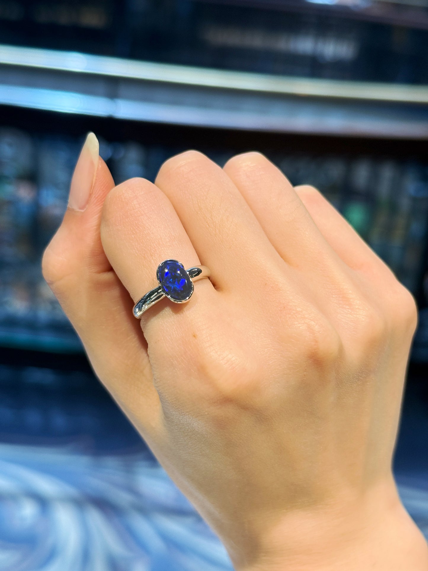 18K Maria Solid Black Opal Ring