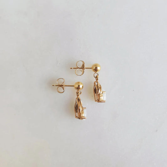 18K Knot White Opal Drop Earring