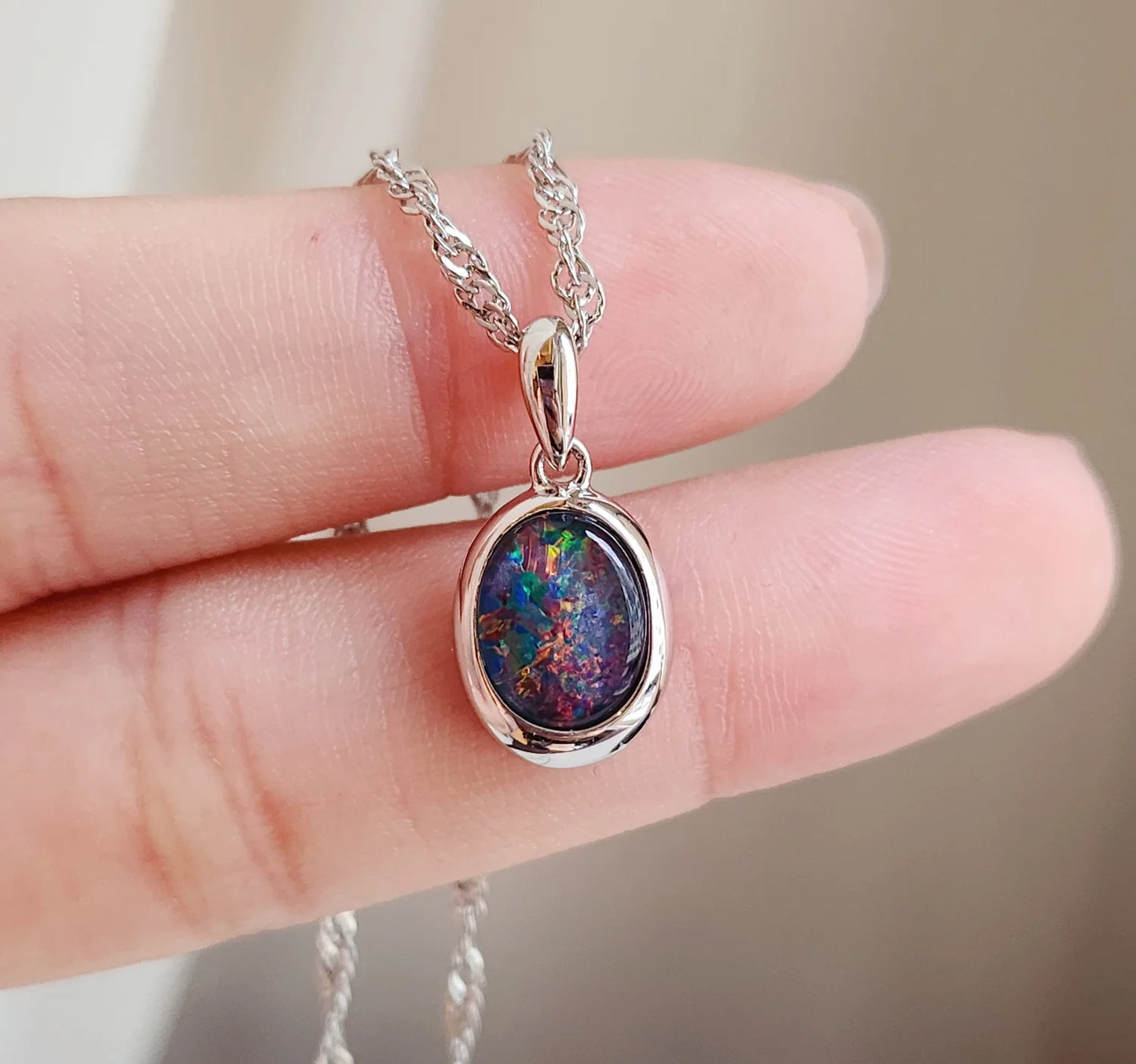 Sterling Silver Ella Triplet Opal Pendant