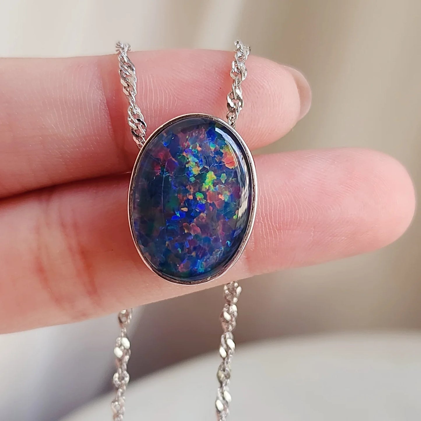 Sterling Silver Chloe Triplet Opal Pendant