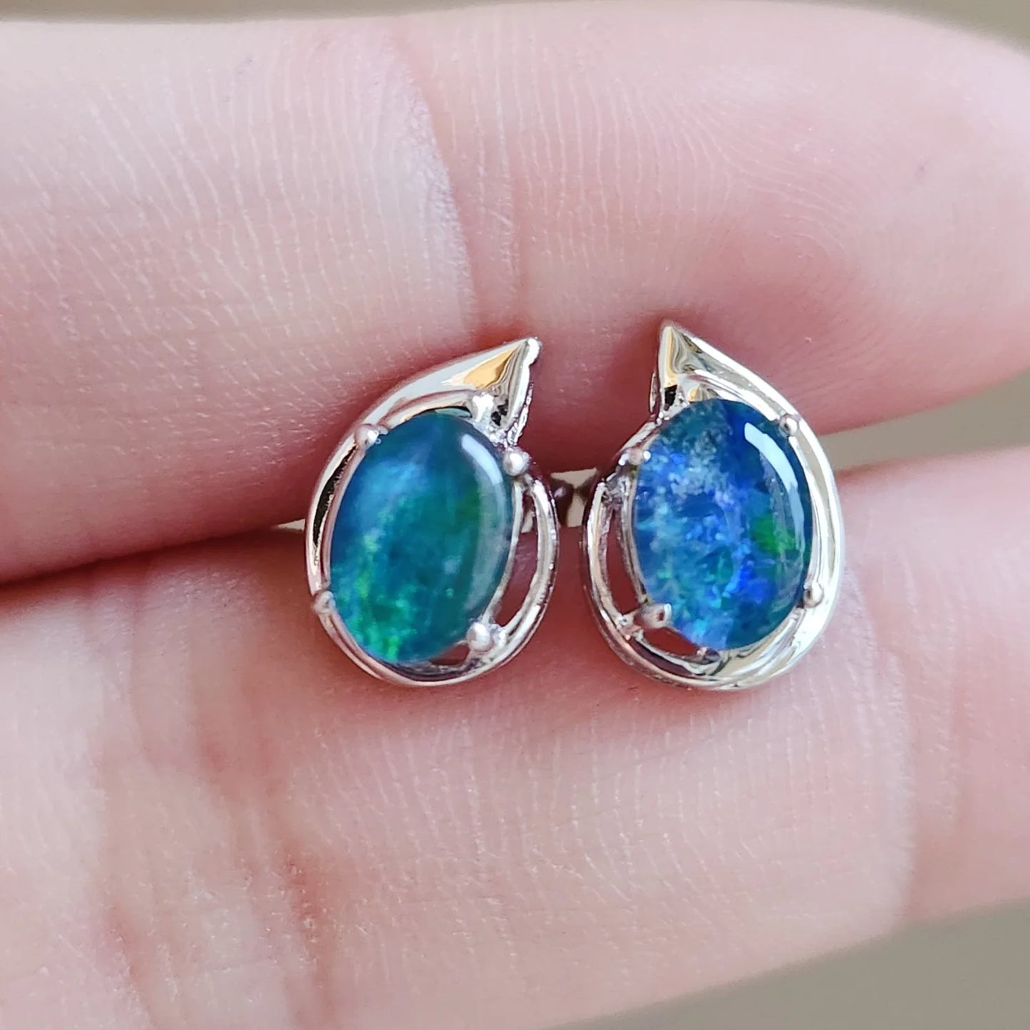 Sterling Silver Levi Triplet Opal Stud Earrings