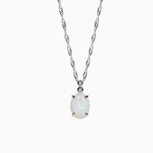 Sterling Silver Snow Solid White Opal Pendant