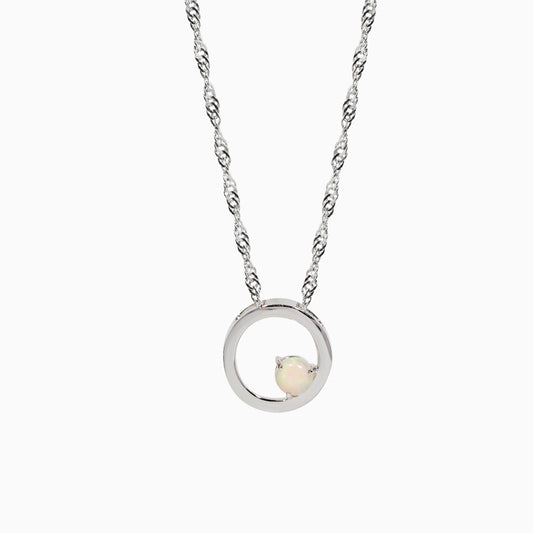Sterling Silver Caroline Circular Solid White Opal Pendant