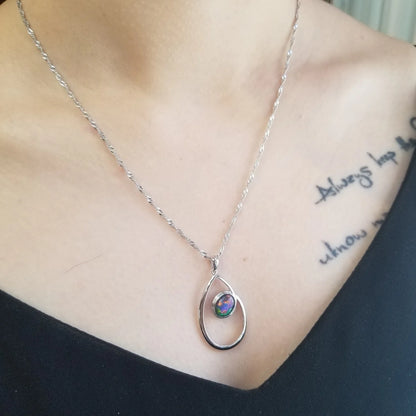 Sterling Silver Asymmetric Triplet Opal Pendant