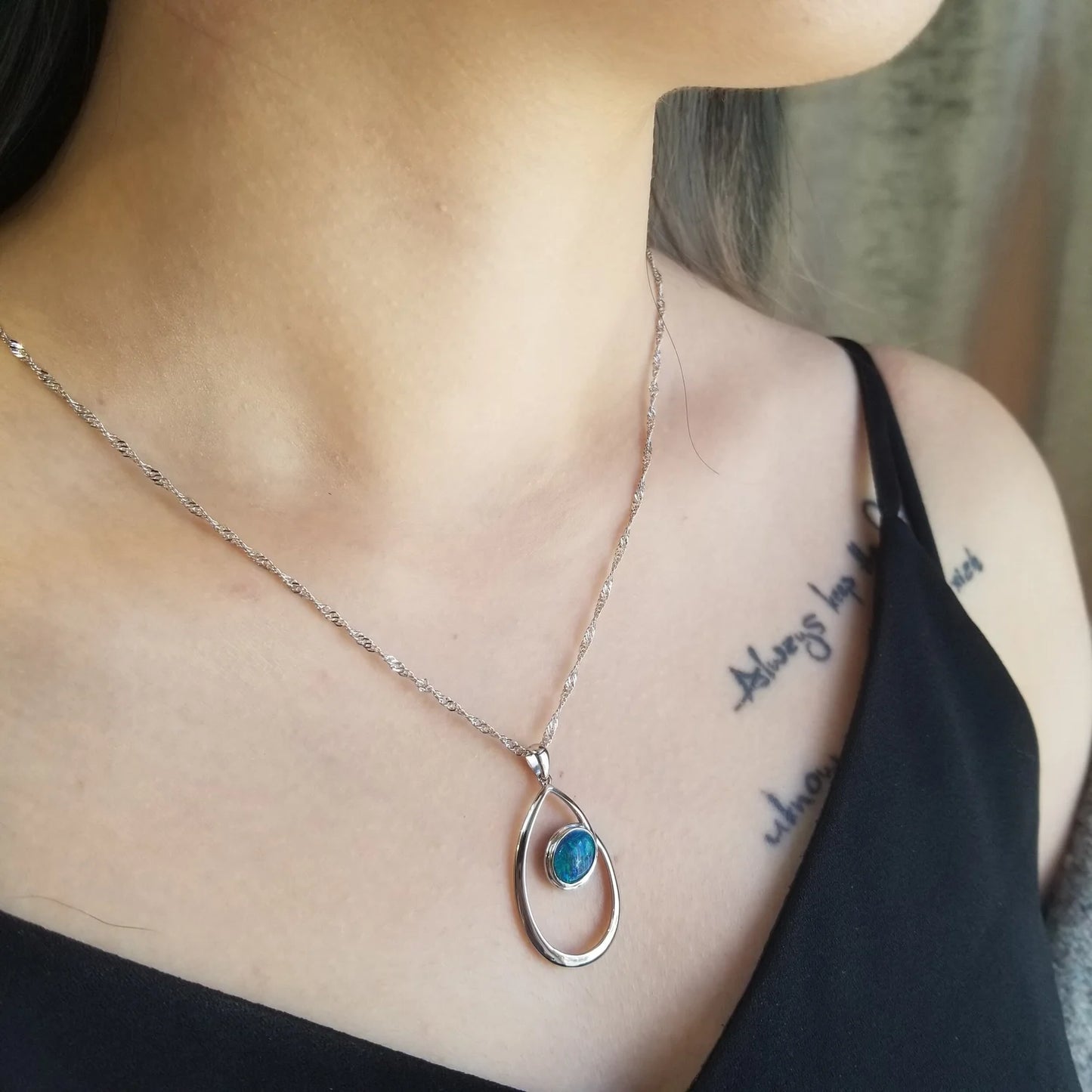 Sterling Silver Asymmetric Triplet Opal Pendant