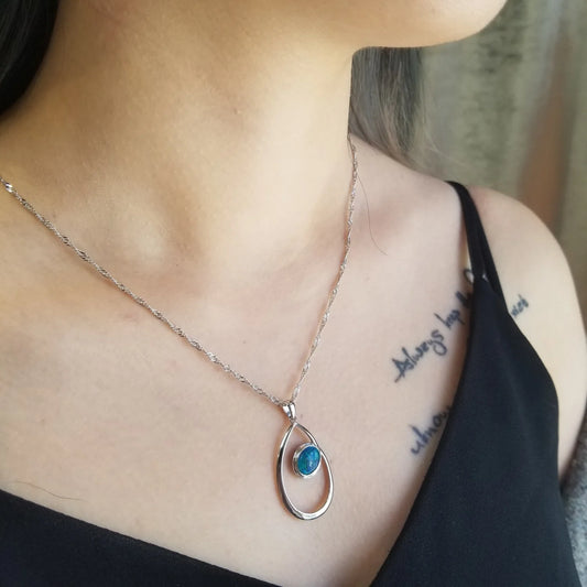 Sterling Silver Asymmetric Triplet Opal Pendant