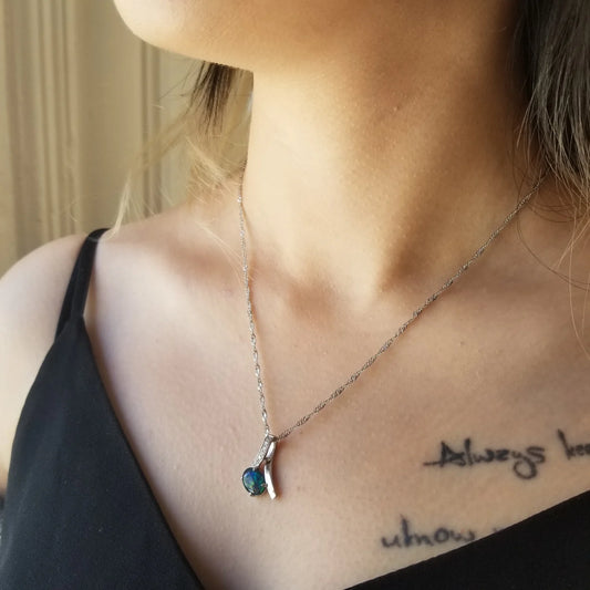 Sterling Silver Ribbon Triplet Opal Pendant