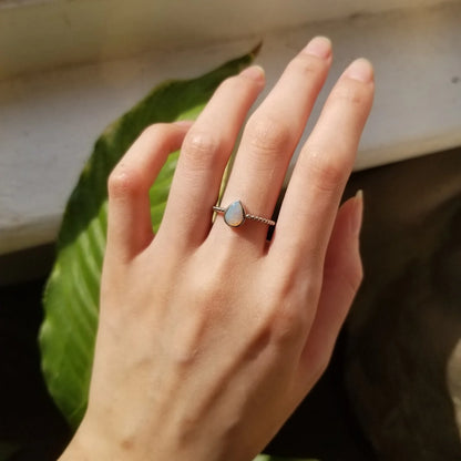 Sterling Silver Penelope Solid White Opal Ring