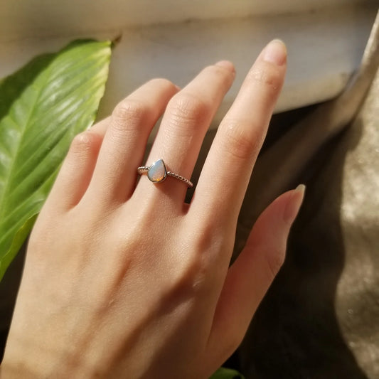 Sterling Silver Penelope Solid White Opal Ring