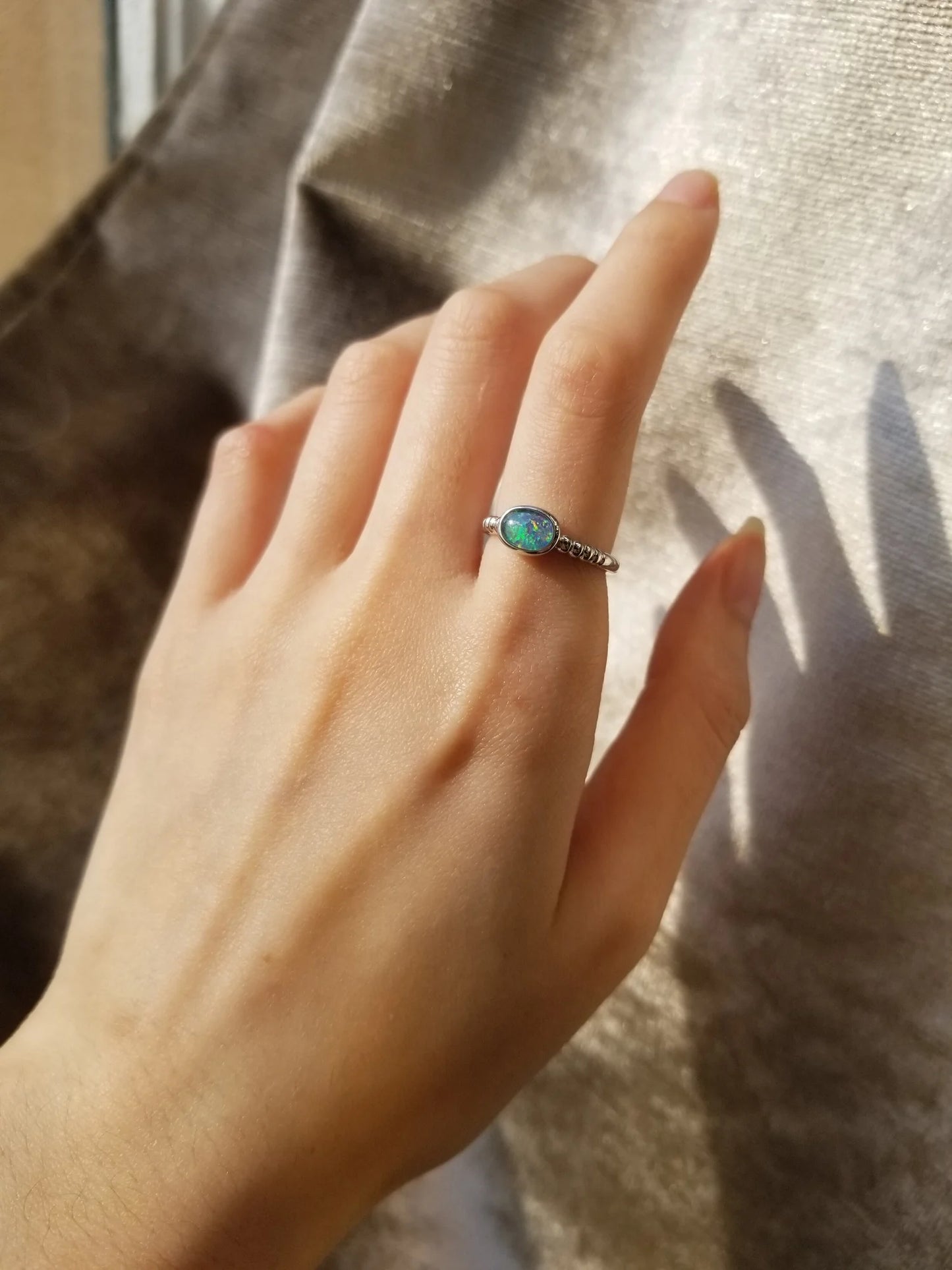 Sterling Silver Dasha Triplet Opal Beaded Ring