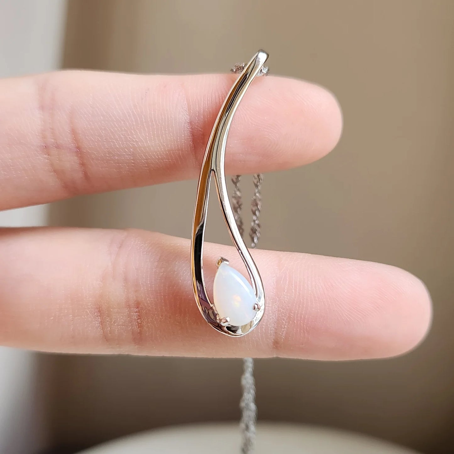 Sterling Silver Albi Solid White Opal Pendant