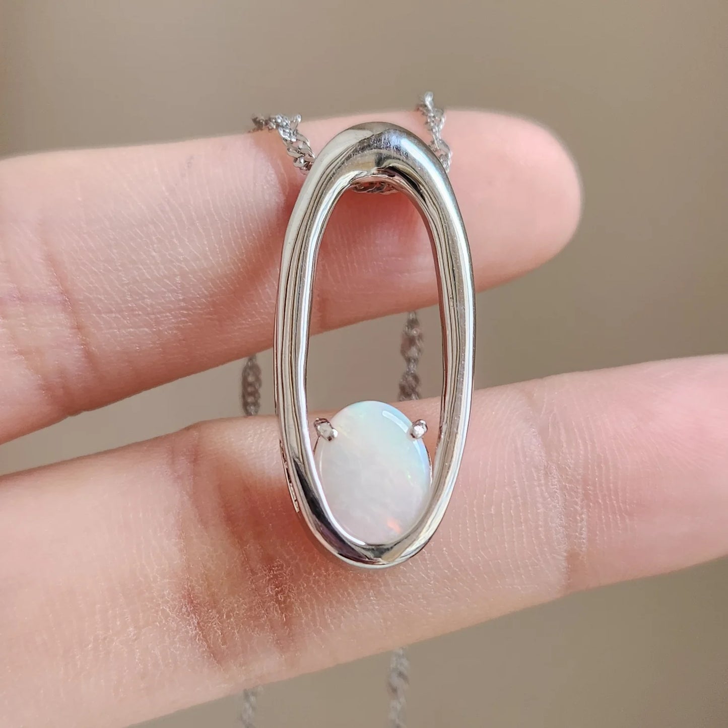 Sterling Silver Alvinia Solid White Opal Pendant