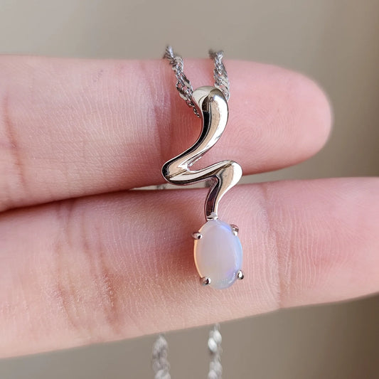 Sterling Silver Gwen Solid White Opal Pendant