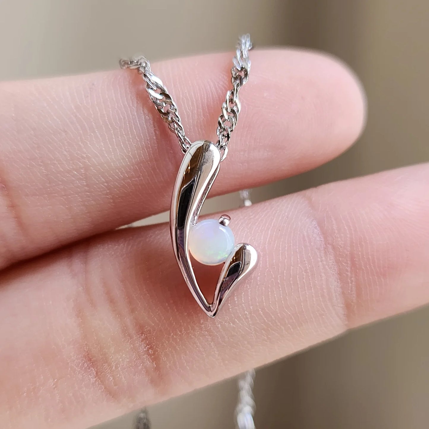 Sterling Silver Janeva Solid White Opal Pendant