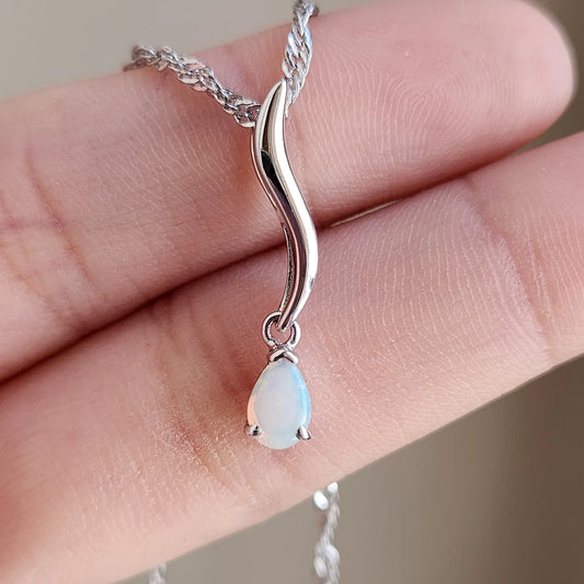 Sterling Silver Reema Solid White Opal Pendant