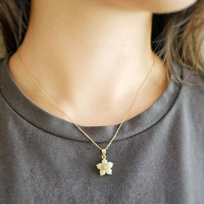 14K Forget-Me-Not Opal Flower Pendant