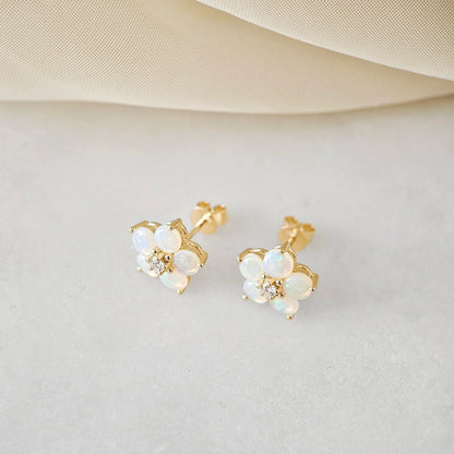 14K Forget-Me-Not Opal Flower Studs