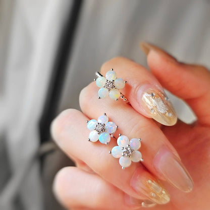 14K Forget-Me-Not Opal Flower Studs