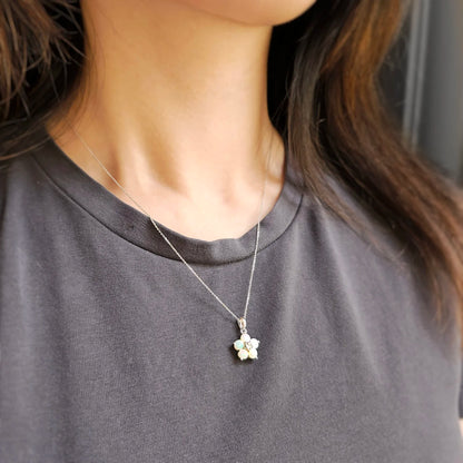 14K Forget-Me-Not Opal Flower Pendant