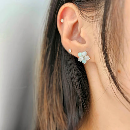 14K Forget-Me-Not Opal Flower Studs