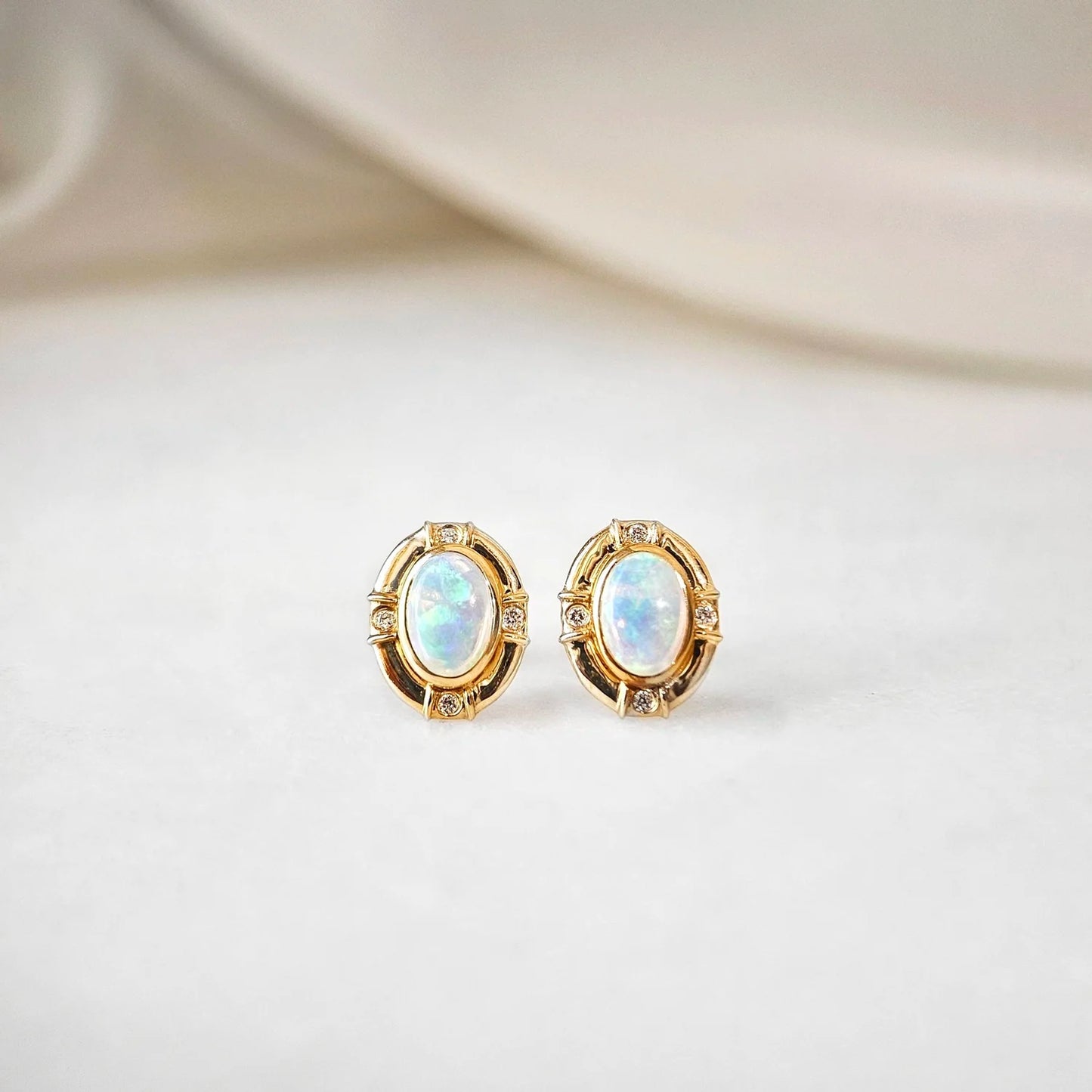 18K Sienna White Opal Studs