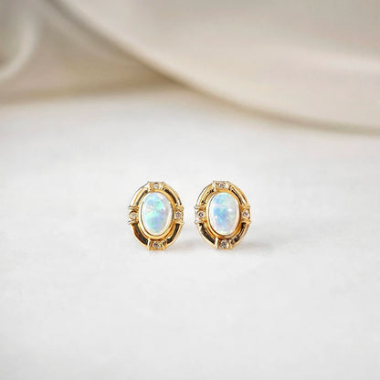 18K Sienna White Opal Studs
