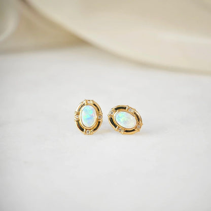 18K Sienna White Opal Studs