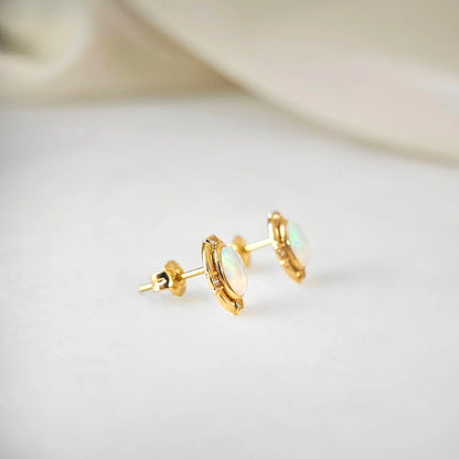 18K Sienna White Opal Studs