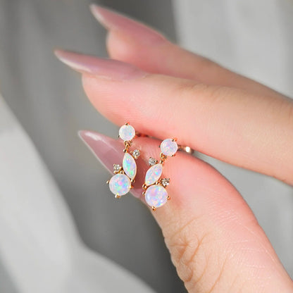 18K Lottie Solid White Opal Studs