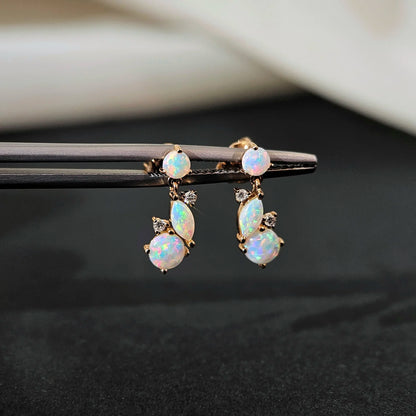 18K Lottie Solid White Opal Studs
