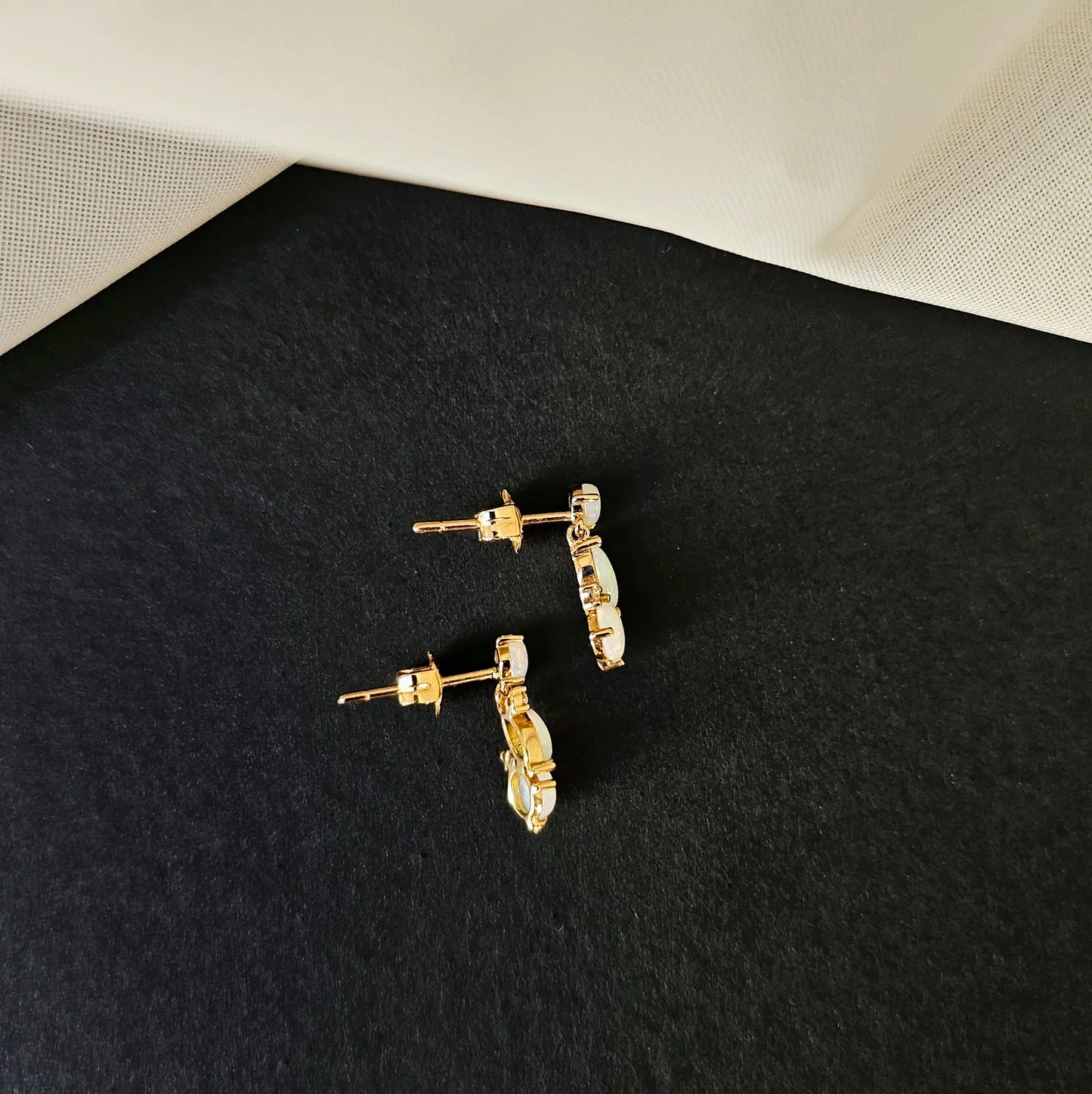 18K Lottie Solid White Opal Studs