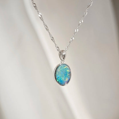 14K Small Classic Doublet Opal Pendant
