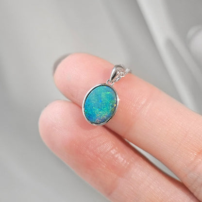 14K Small Classic Doublet Opal Pendant