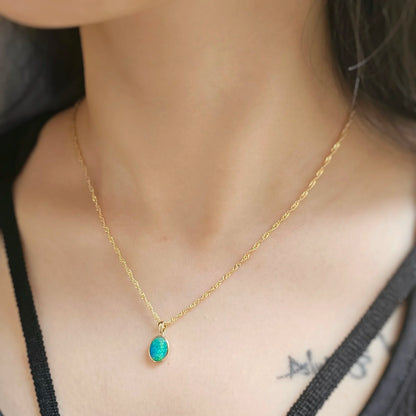 14K Small Classic Doublet Opal Pendant