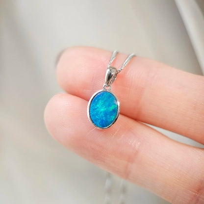 14K Mini Classic Doublet Opal Pendant