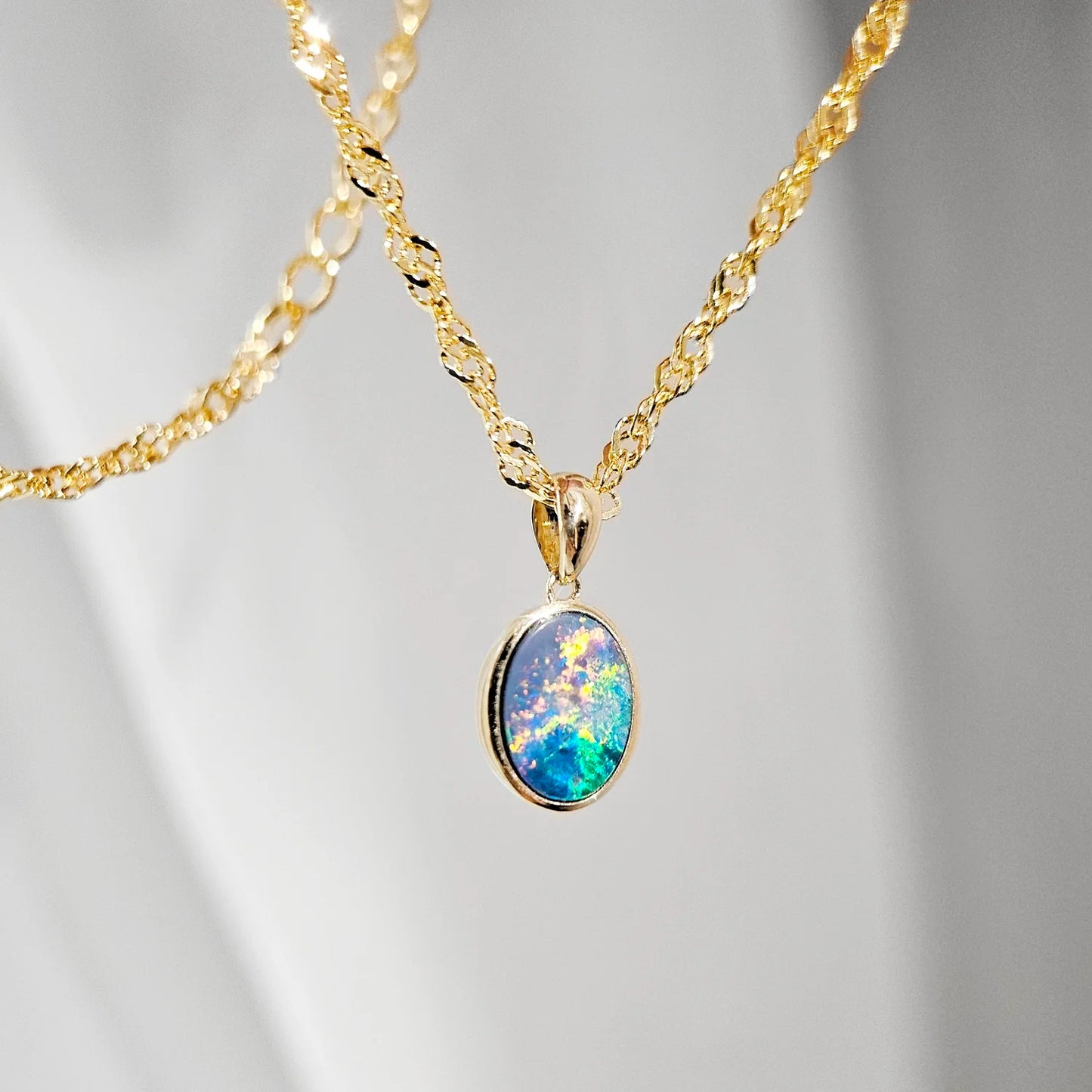 14K Mini Classic Doublet Opal Pendant