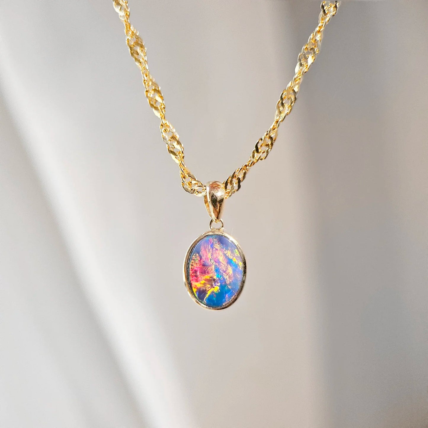 14K Mini Classic Doublet Opal Pendant